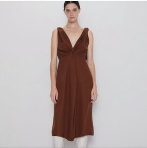 Zara Womens Rust Red Midi Dress Size X-Small